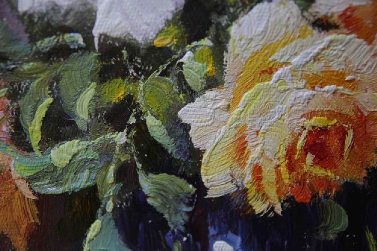 Картина "Желтые розы" Цена: 7000 руб. Размер: 40 x 50 см. Увеличенный фрагмент.
