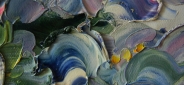 Картина маслом "Голубые ирисы" Цена: 10900 руб. Размер: 60 x 50 см. Увеличенный фрагмент.