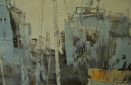 Картина "Городская гавань" Цена: 11100 руб. Размер: 100 x 100 см. Увеличенный фрагмент.