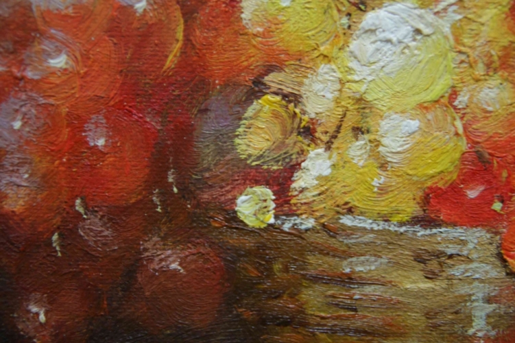 Картина "Гранат с виноградом" Цена: 5000 руб. Размер: 40 x 30 см. Увеличенный фрагмент.