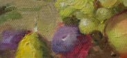 Картина "Груши на столе" Цена: 5000 руб. Размер: 40 x 30 см. Увеличенный фрагмент.