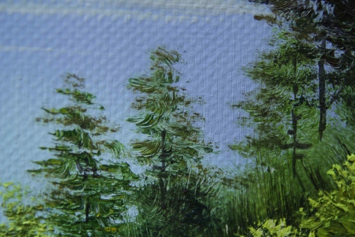 Картина "Холодное озеро" Цена: 7500 руб. Размер: 50 x 40 см. Увеличенный фрагмент.