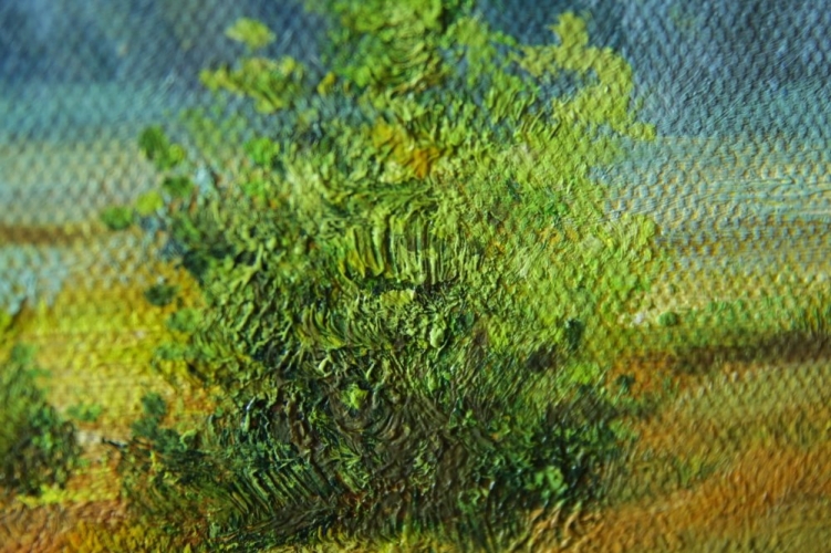 Картина "Речушка" Цена: 10300 руб. Размер: 90 x 60 см. Увеличенный фрагмент.