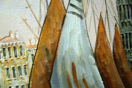 Картина "Канал в Венеции" Цена: 9000 руб. Размер: 60 x 50 см. Увеличенный фрагмент.