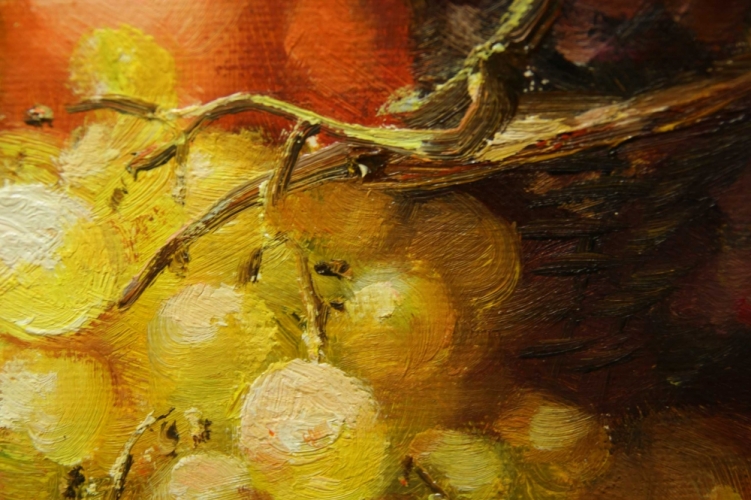 Картина "Корзина фруктов" Цена: 9700 руб. Размер: 60 x 50 см. Увеличенный фрагмент.