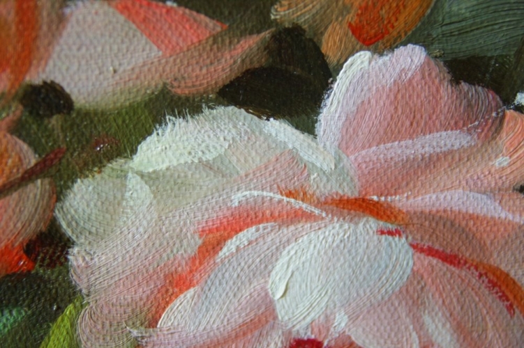 Картина "Корзина роз" Цена: 14900 руб. Размер: 90 x 60 см. Увеличенный фрагмент.