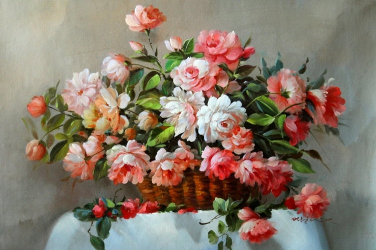 Картина "Корзина роз" Цена: 14900 руб. Размер: 90 x 60 см.