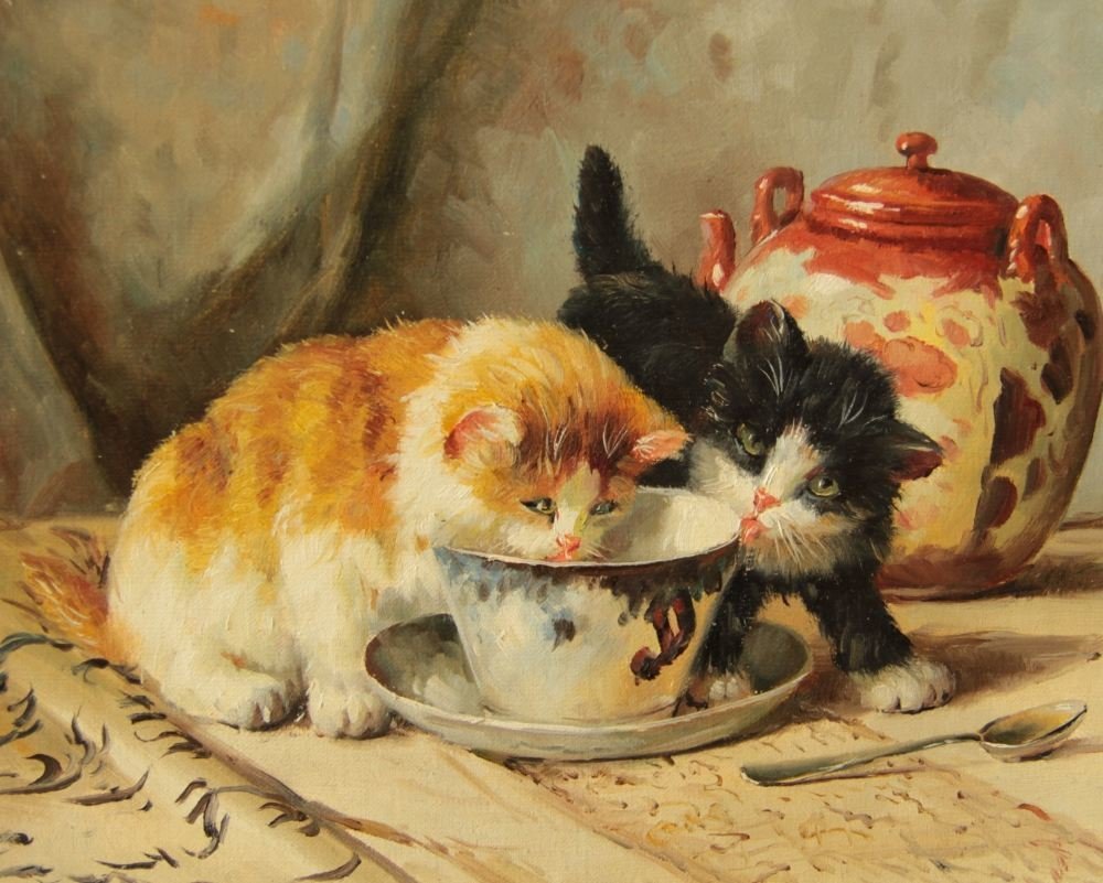 Рассказ по картине кошка с котятами. Котики в живописи. Котенок живопись. Картины маслом с котятами. Коты живопись маслом.