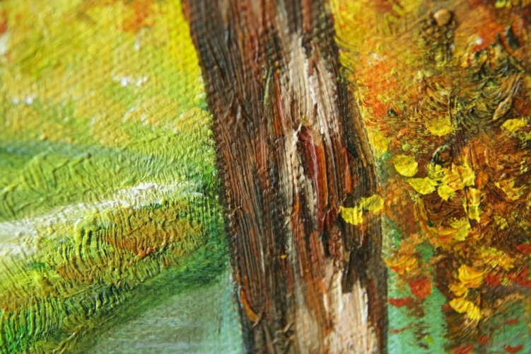 Картина "Красивая осень" Цена: 7000 руб. Размер: 70 x 50 см. Увеличенный фрагмент.
