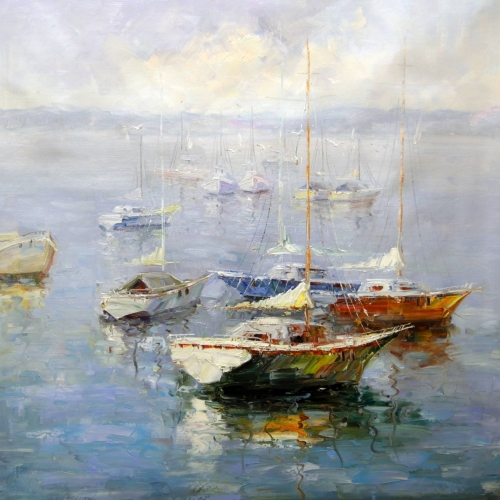 Картина "Красивые яхты" Цена: 9200 руб. Размер: 80 x 80 см.