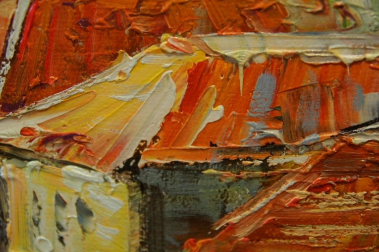 Картина "Крыши" Цена: 9400 руб. Размер: 100 x 50 см. Увеличенный фрагмент.