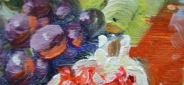 Картина "Кувшин и фрукты" Цена: 3400 руб. Размер: 20 x 25 см. Увеличенный фрагмент.