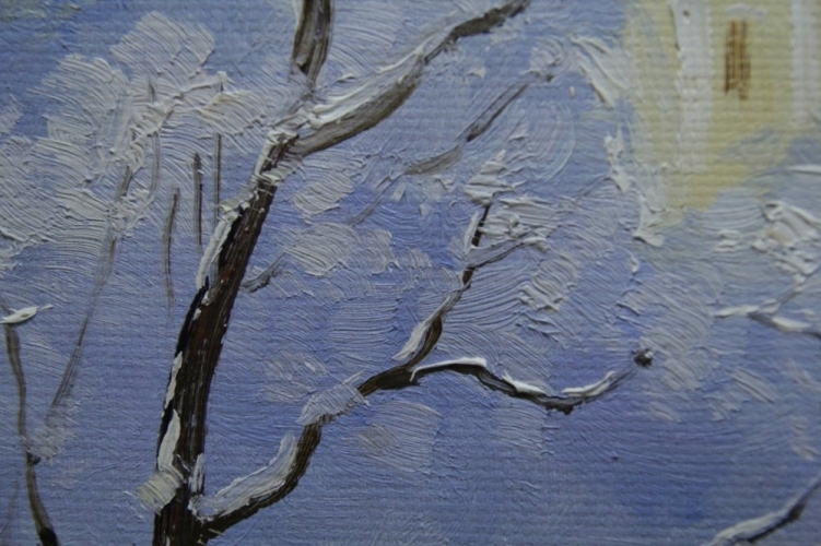 Картина "Троице-Сергиева Лавра зимой" Цена: 23000 руб. Размер: 90 x 60 см. Увеличенный фрагмент.