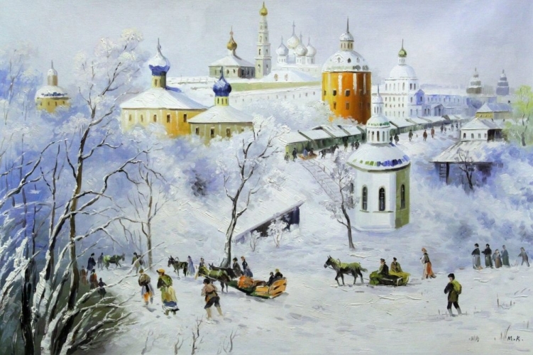 Картина "Троице-Сергиева Лавра зимой" Цена: 23000 руб. Размер: 90 x 60 см.