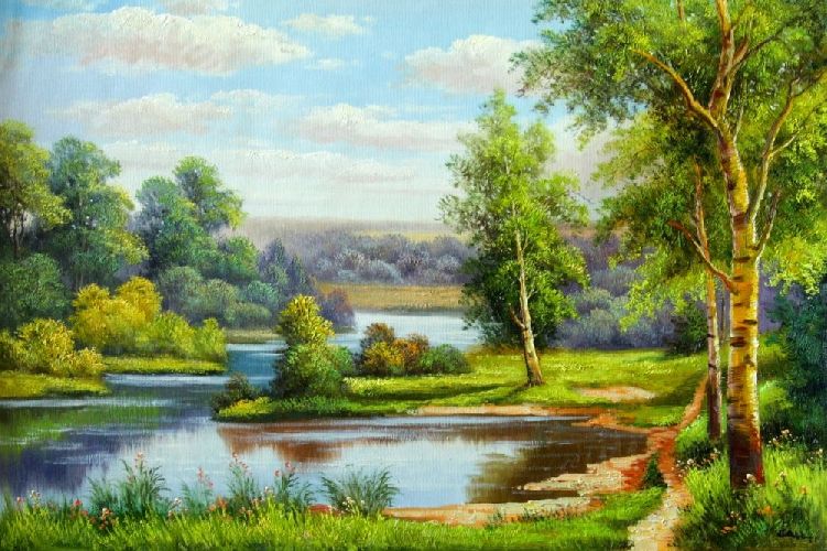 Картина "Летнее озеро" Цена: 16600 руб. Размер: 90 x 60 см.