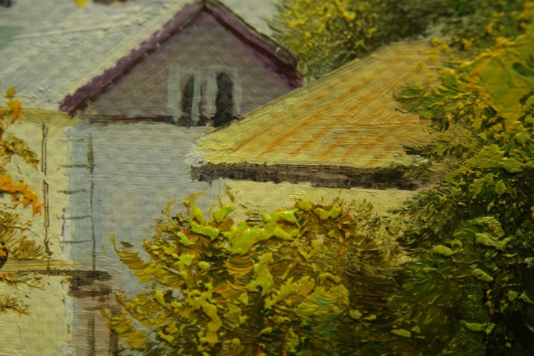 Картина "Летняя деревня" Цена: 7200 руб. Размер: 40 x 30 см. Увеличенный фрагмент.