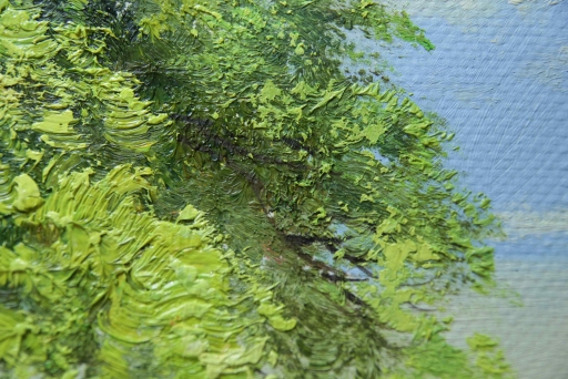 Картина "Лето на реке" Цена: 7500 руб. Размер: 50 x 40 см. Увеличенный фрагмент.