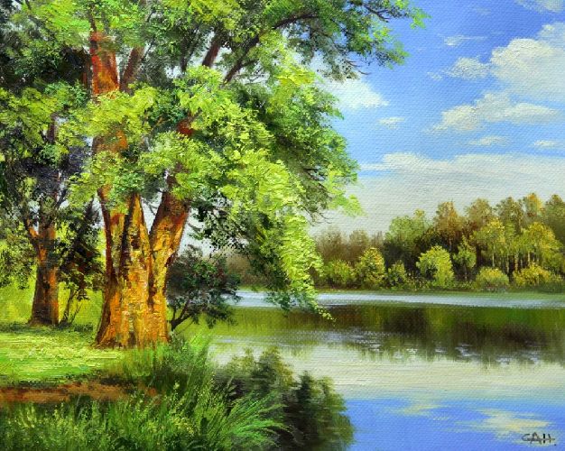 Картина "Лето на реке" Цена: 8600 руб. Размер: 50 x 40 см.