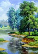 Картина "Летом у реки"
