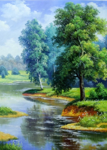 Картина "Летом у реки" Цена: 10300 руб. Размер: 50 x 70 см.