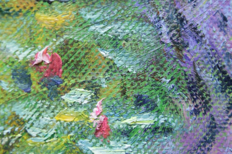 Картина "Лотосы" Цена: 12100 руб. Размер: 120 x 60 см. Увеличенный фрагмент.