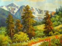 Картина "Миниатюра с горами"