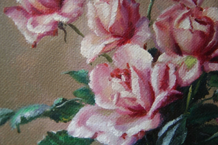 Картина "Много роз" Цена: 5400 руб. Размер: 20 x 25 см. Увеличенный фрагмент.