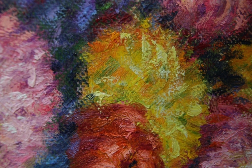Картина "Моне Хризантемы" Цена: 13000 руб. Размер: 80 x 80 см. Увеличенный фрагмент.