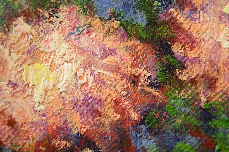 Картина "Моне Хризантемы" Цена: 16000 руб. Размер: 80 x 80 см. Увеличенный фрагмент.