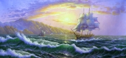 Картина "Море и парусник" Цена: 19600 руб. Размер: 120 x 60 см.