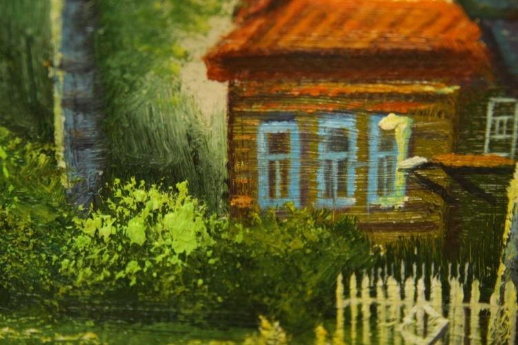 Картина "Лето в деревне" Цена: 6000 руб. Размер: 40 x 30 см. Увеличенный фрагмент.