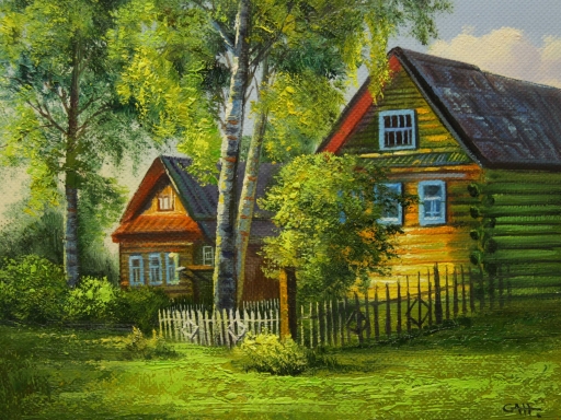 Картина "Лето в деревне" Цена: 5400 руб. Размер: 40 x 30 см.