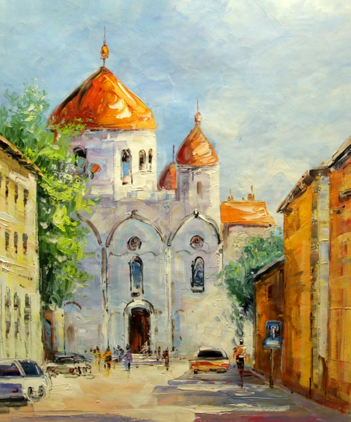 Картина маслом "Московский храм" Цена: 8500 руб. Размер: 50 x 60 см.
