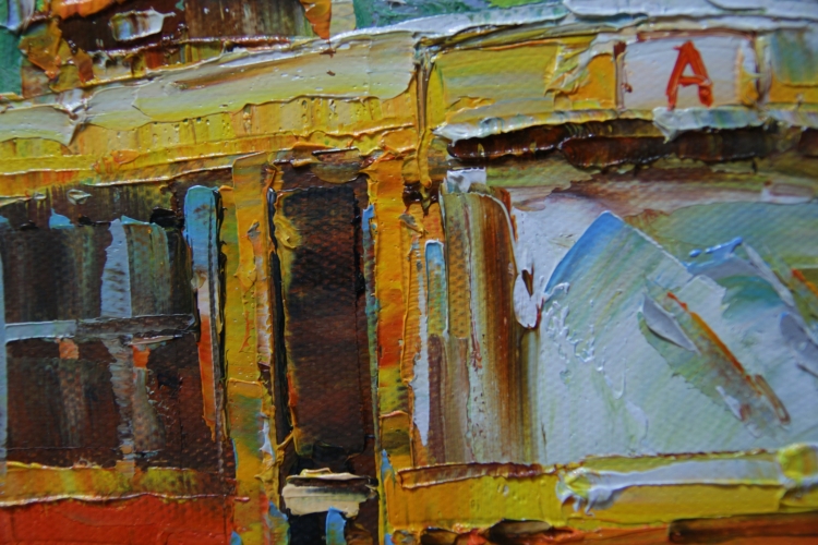 Картина "Московский трамвай" Цена: 6700 руб. Размер: 60 x 50 см. Увеличенный фрагмент.