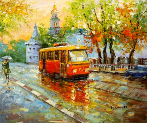 Картина "Московский трамвай" Цена: 7500 руб. Размер: 60 x 50 см.
