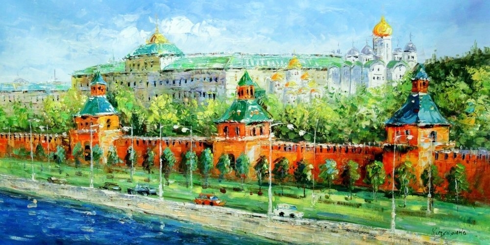 Картина маслом "Москва, Кремль" Цена: 17200 руб. Размер: 120 x 60 см.