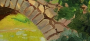 Картина "Мостик над речушкой" Цена: 8500 руб. Размер: 40 x 30 см. Увеличенный фрагмент.