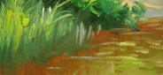 Картина "Мостик над речушкой" Цена: 8500 руб. Размер: 40 x 30 см. Увеличенный фрагмент.