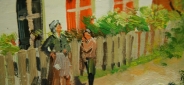Картина "На хуторе" Цена: 19500 руб. Размер: 60 x 50 см. Увеличенный фрагмент.