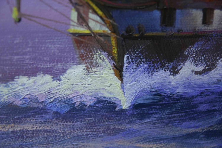 Картина "На морских просторах" Цена: 9000 руб. Размер: 60 x 50 см. Увеличенный фрагмент.