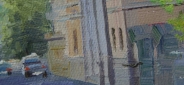 Картина "На московской улочке" Цена: 5500 руб. Размер: 25 x 20 см. Увеличенный фрагмент.