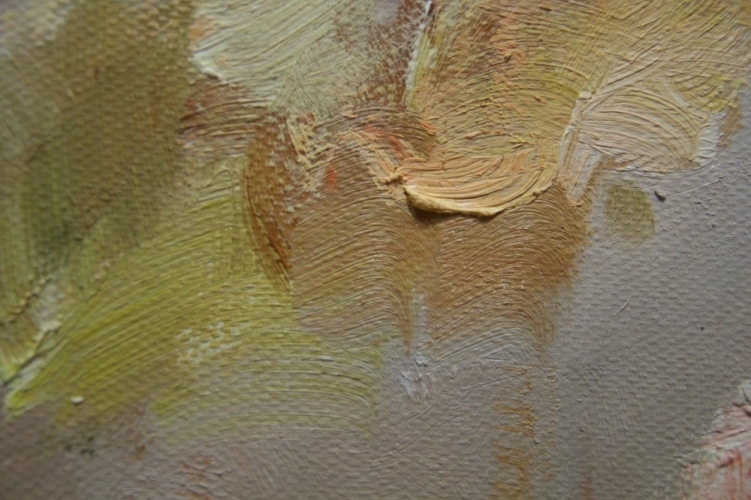 Картина маслом "Натюрморт с арбузом" Цена: 6300 руб. Размер: 40 x 50 см. Увеличенный фрагмент.