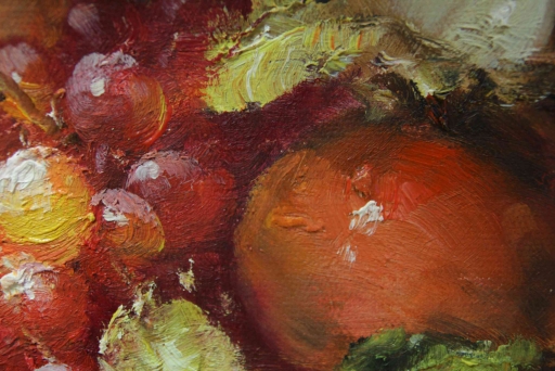 Картина "Натюрморт с яблоками" Цена: 4500 руб. Размер: 40 x 30 см. Увеличенный фрагмент.