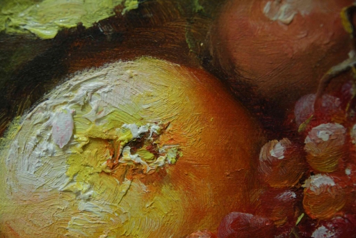Картина "Натюрморт с яблоками" Цена: 5000 руб. Размер: 40 x 30 см. Увеличенный фрагмент.