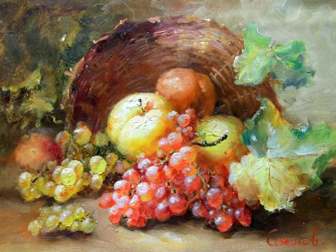 Картина "Натюрморт с яблоками" Цена: 5000 руб. Размер: 40 x 30 см.