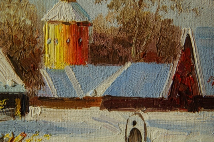 Картина "Нежная зима" Цена: 4900 руб. Размер: 25 x 20 см. Увеличенный фрагмент.