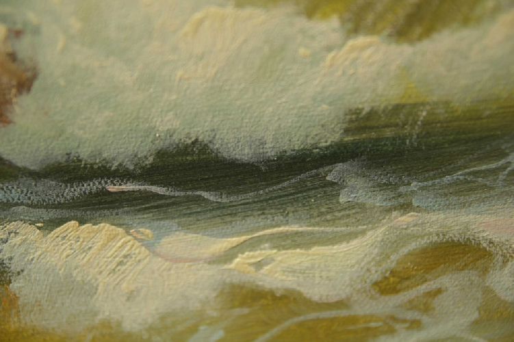 Картина "Неспокойное море" Цена: 6200 руб. Размер: 60 x 50 см. Увеличенный фрагмент.