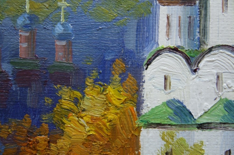 Картина "Новодевичий монастырь" Цена: 19800 руб. Размер: 70 x 50 см. Увеличенный фрагмент.