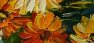 Картина "Огненные ромашки" Цена: 7500 руб. Размер: 50 x 60 см. Увеличенный фрагмент.