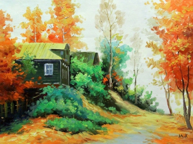 Картина "Осень в деревне" Цена: 8000 руб. Размер: 40 x 30 см.